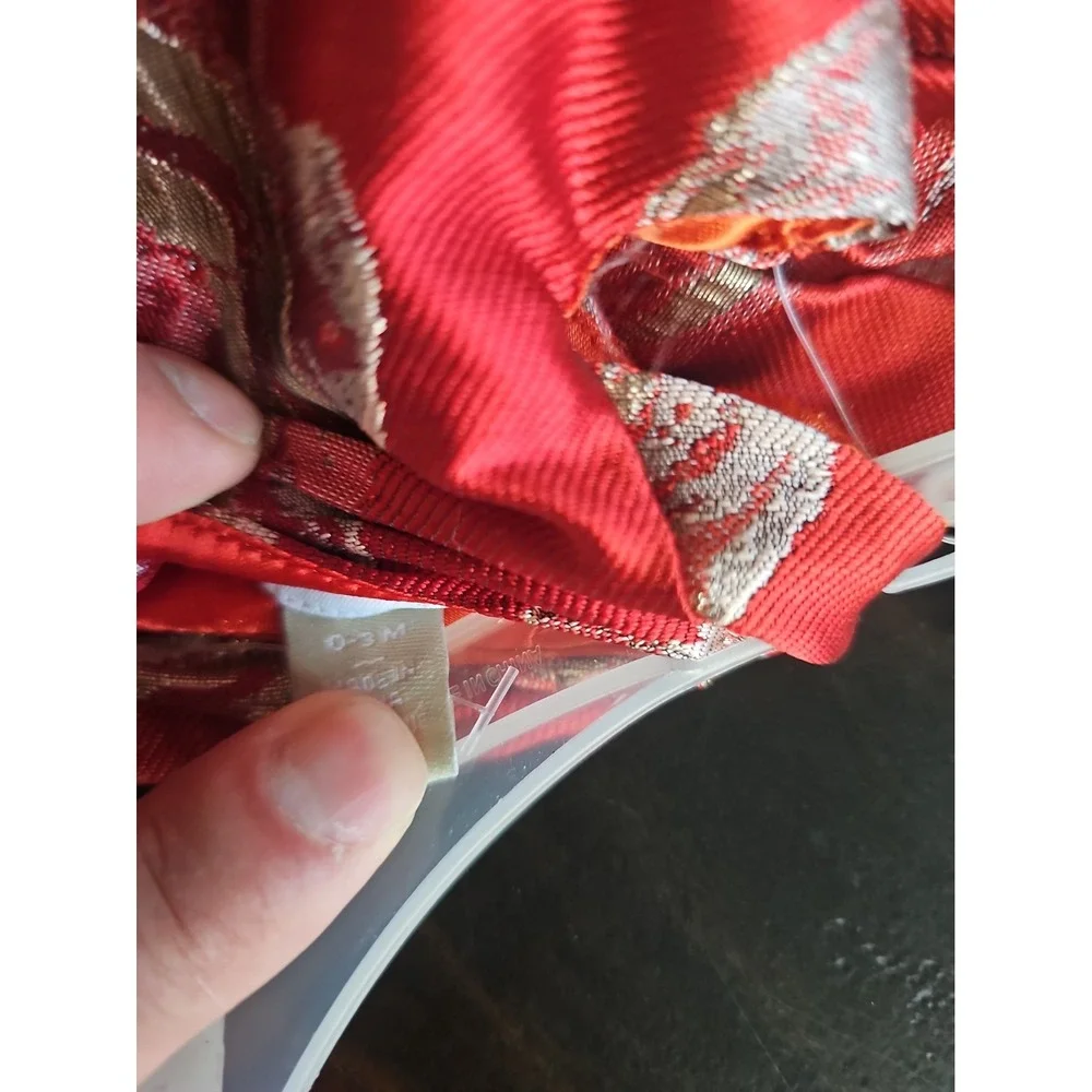 The Children's Place Baby Girl 0-3M Red Metallic Floral Party Dress NWT